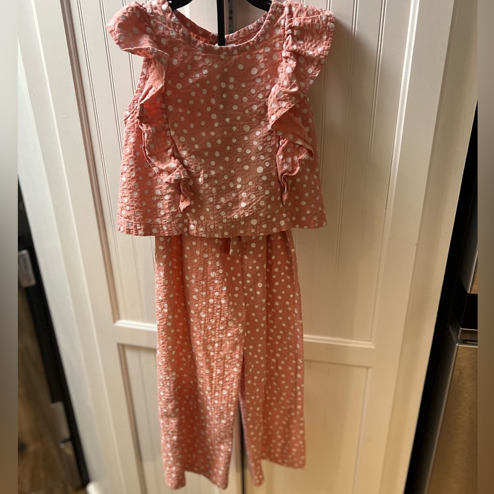 Seersucker Polka Dot Pant Suit
